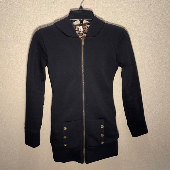 XS Furry Leopard Lined ¾ Length Zip Hoodie - Picture 2 of 6